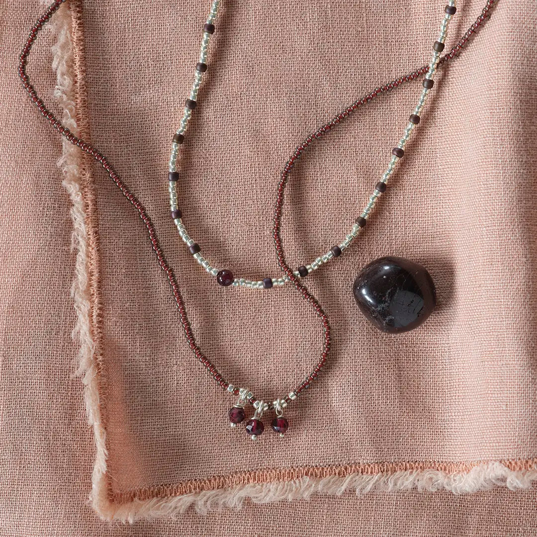 Empathy Garnet Necklace Silver Colored