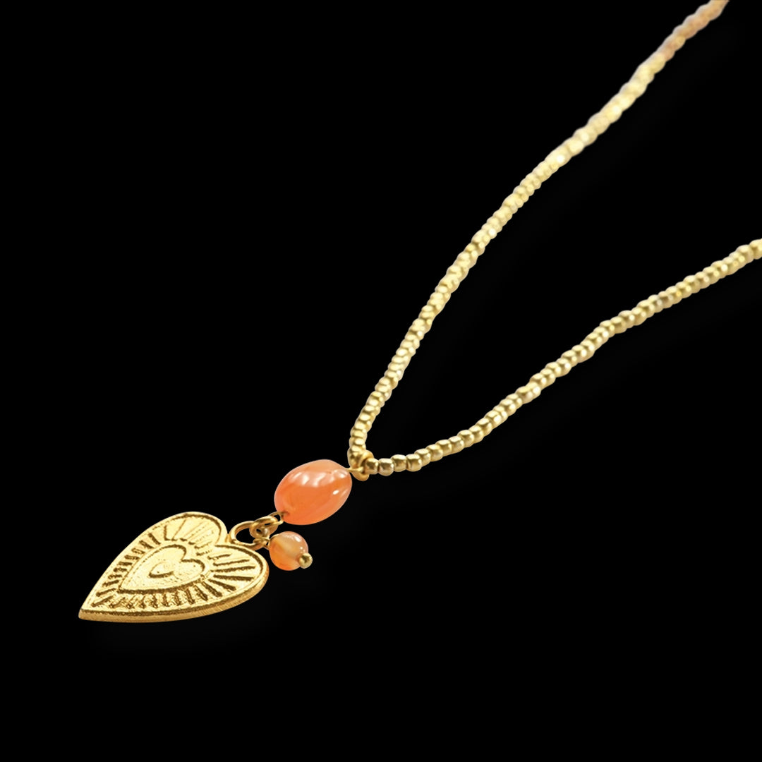 Blessing Carnelian Necklace Gold Colored