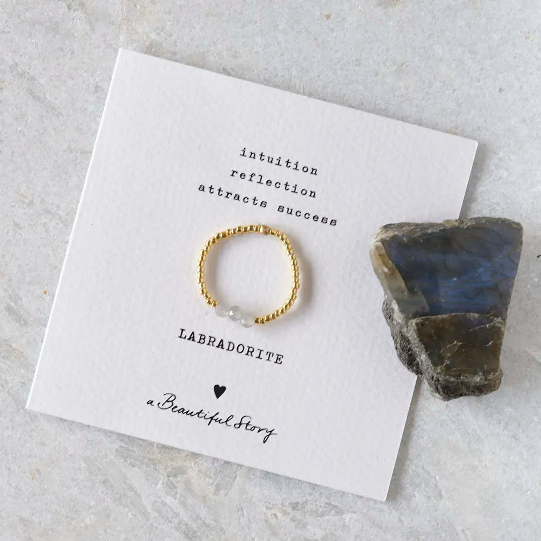 Clarity Labradorite Ring Gold Colored