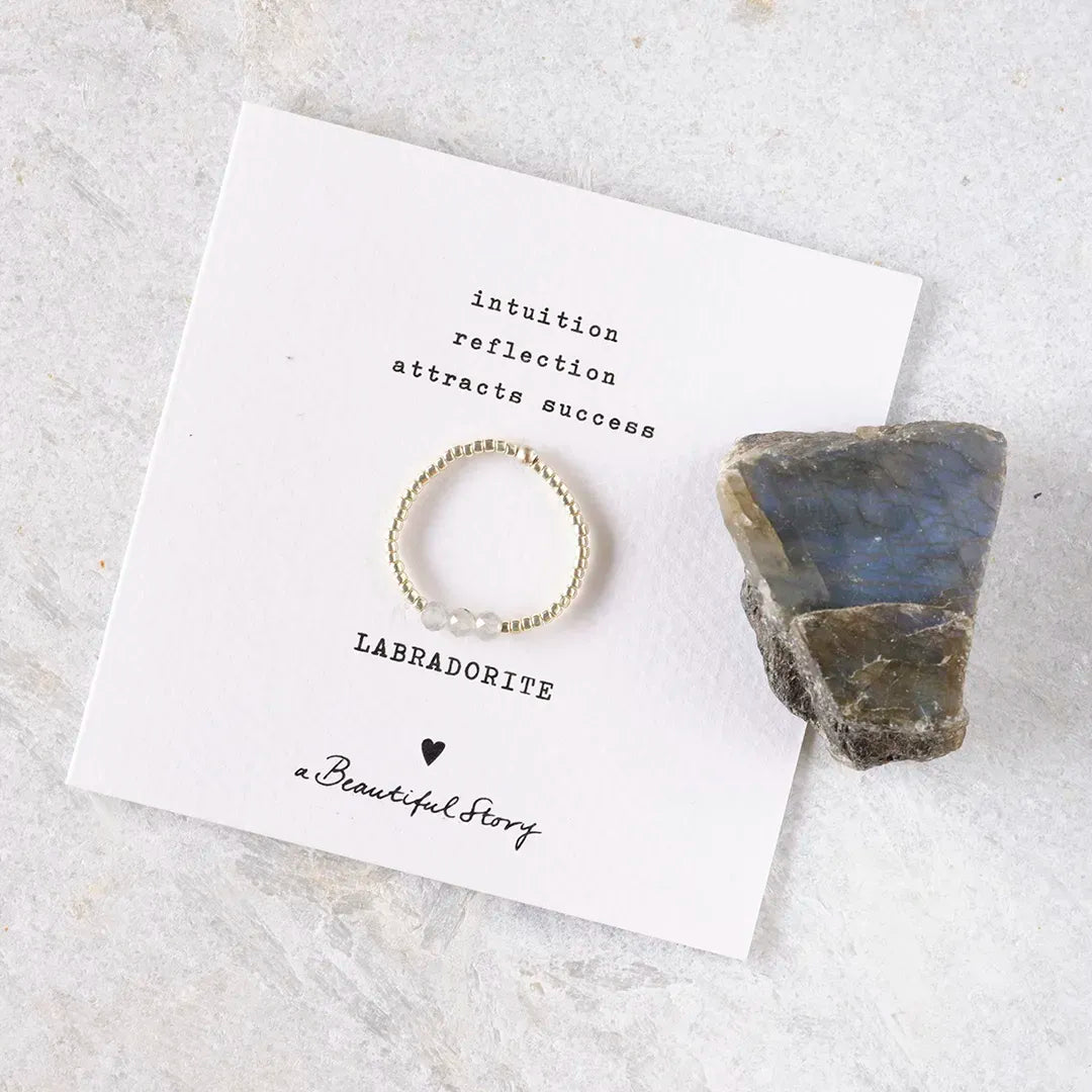 Clarity Labradorite Ring Silver Colored