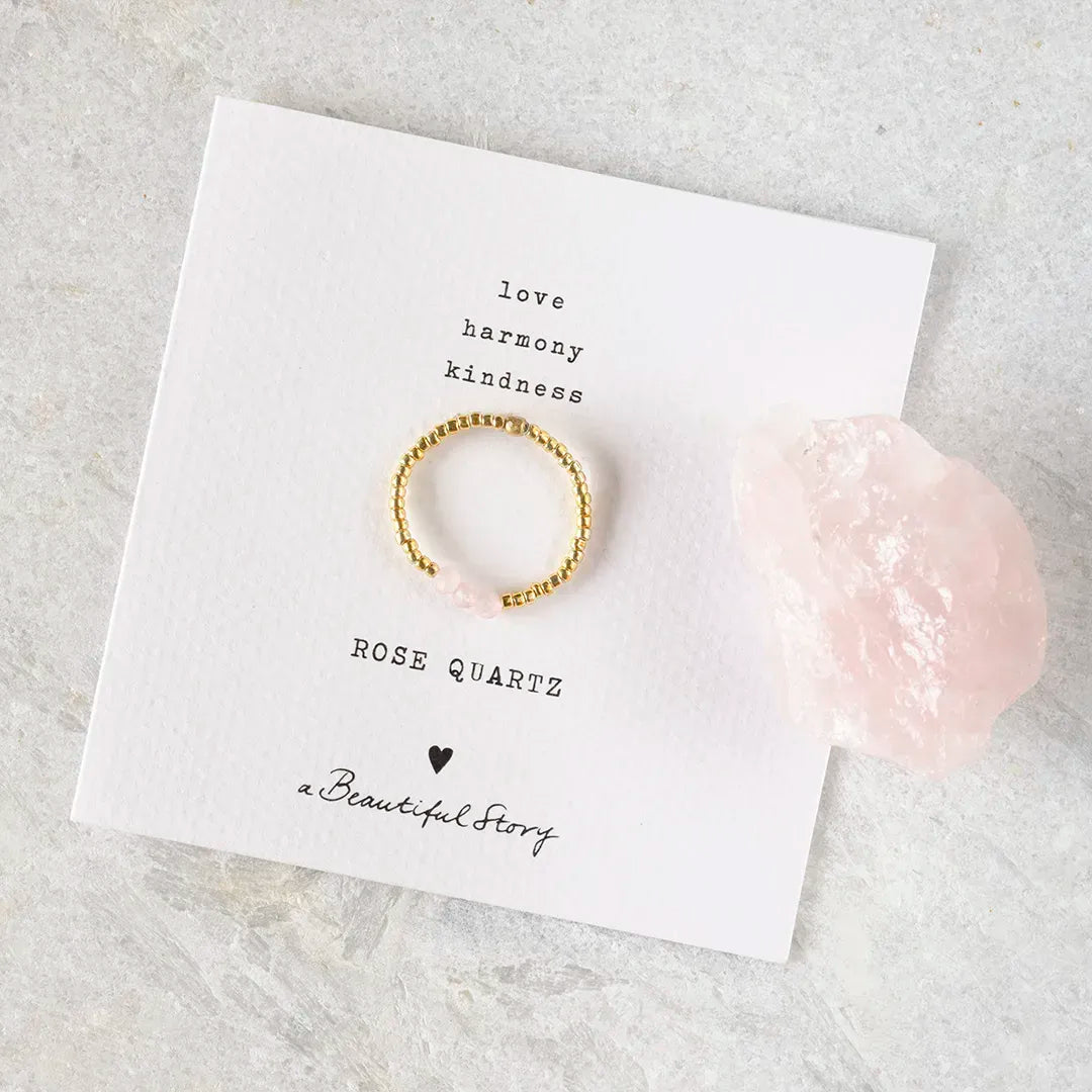 Clarity Rose Quartz Ring Gold Colored