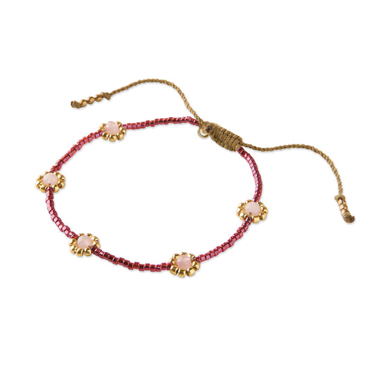 Botanic Rose Quartz Bracelet Gold Colored