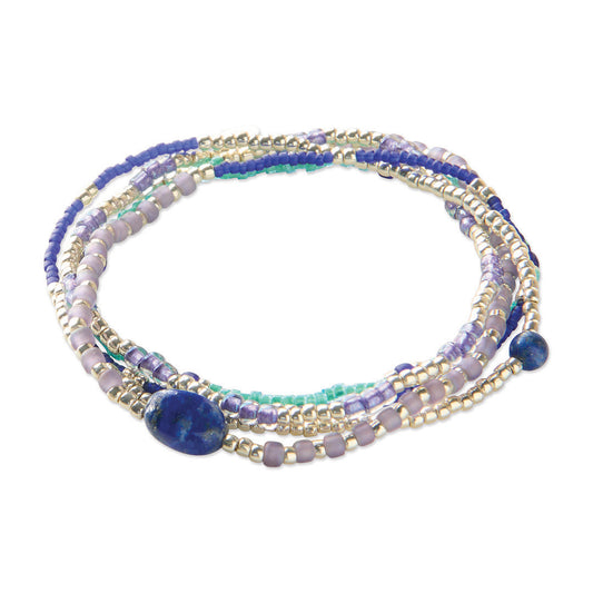 Gifted Lapis Lazuli Bracelet Silver Colored