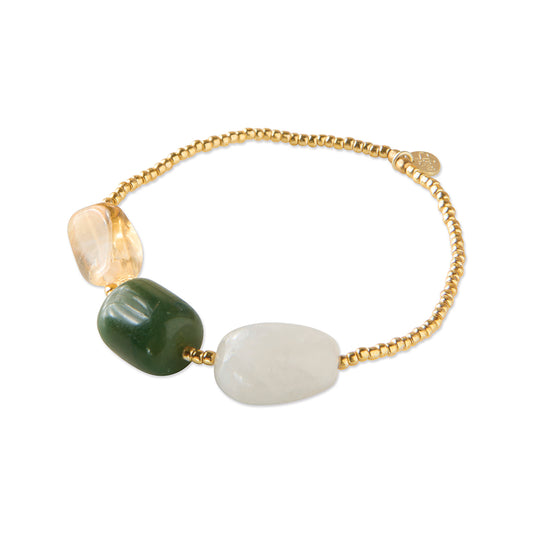 Desirable Moonstone Aventurine Citrine Bracelet Gold Colored