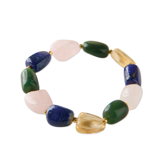 Worthy Aventurine Rose Quartz Lapis Citrine Bracelet Gold Colored