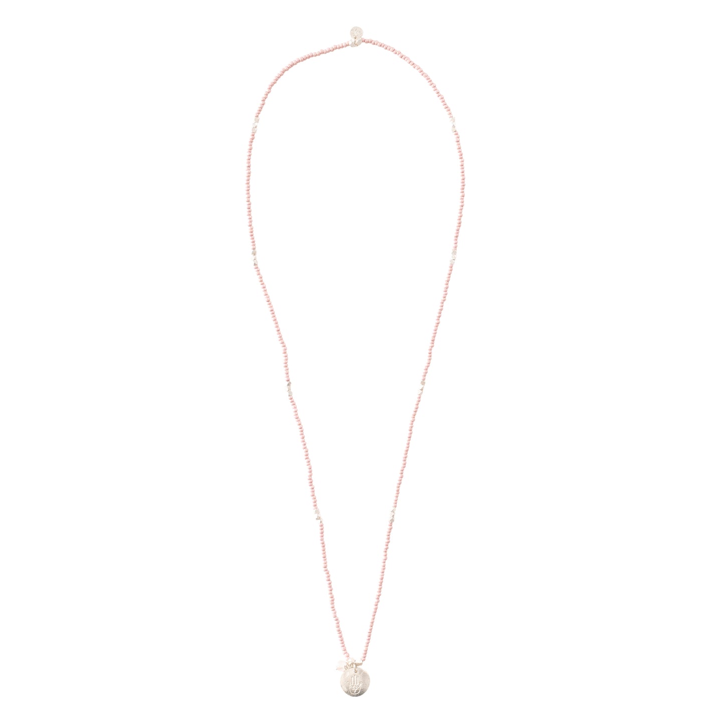 Truly Rose Quartz Hamsa Silver Colored Necklace