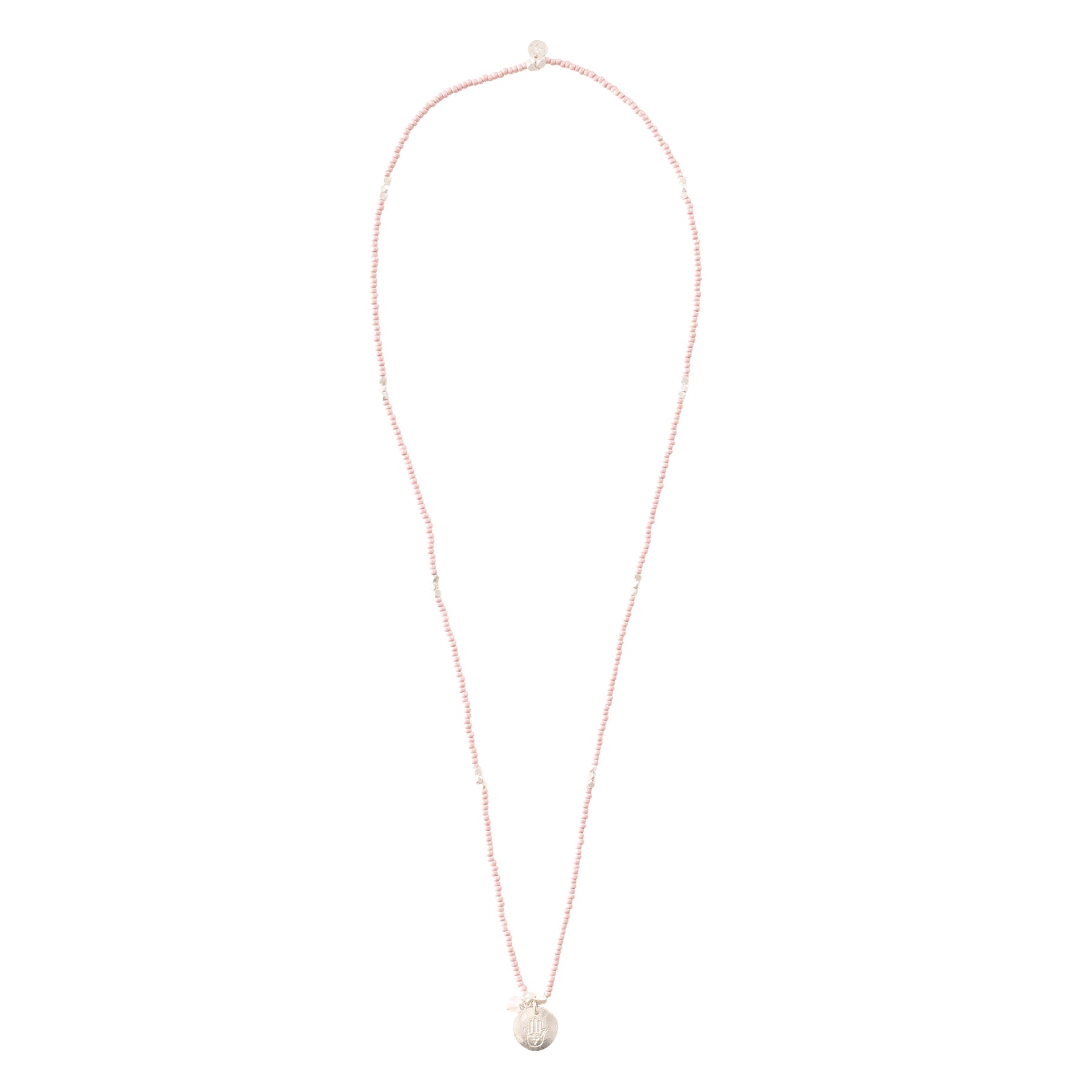 Truly Rose Quartz Hamsa Silver Colored Necklace