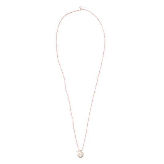 Truly Rose Quartz Hamsa Silver Colored Necklace