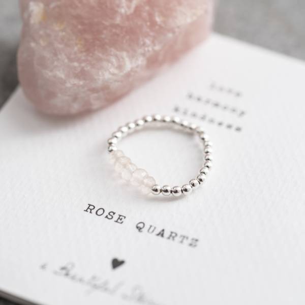 Beauty Rose Quartz Silver Colored Ring - M/L