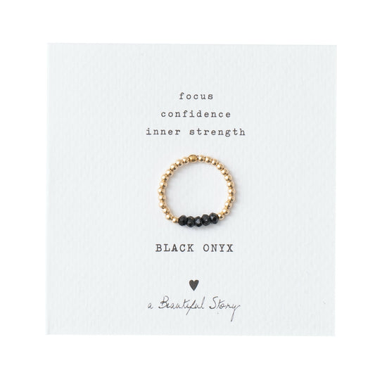 Beauty Black Onyx Gold Colored Ring - M/L