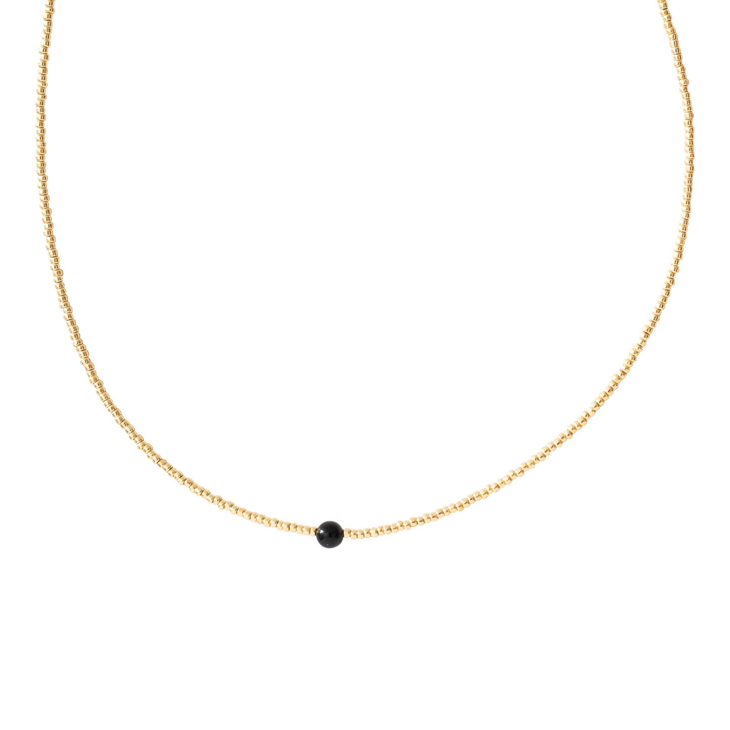 Flora Black Onyx Gold Colored Necklace