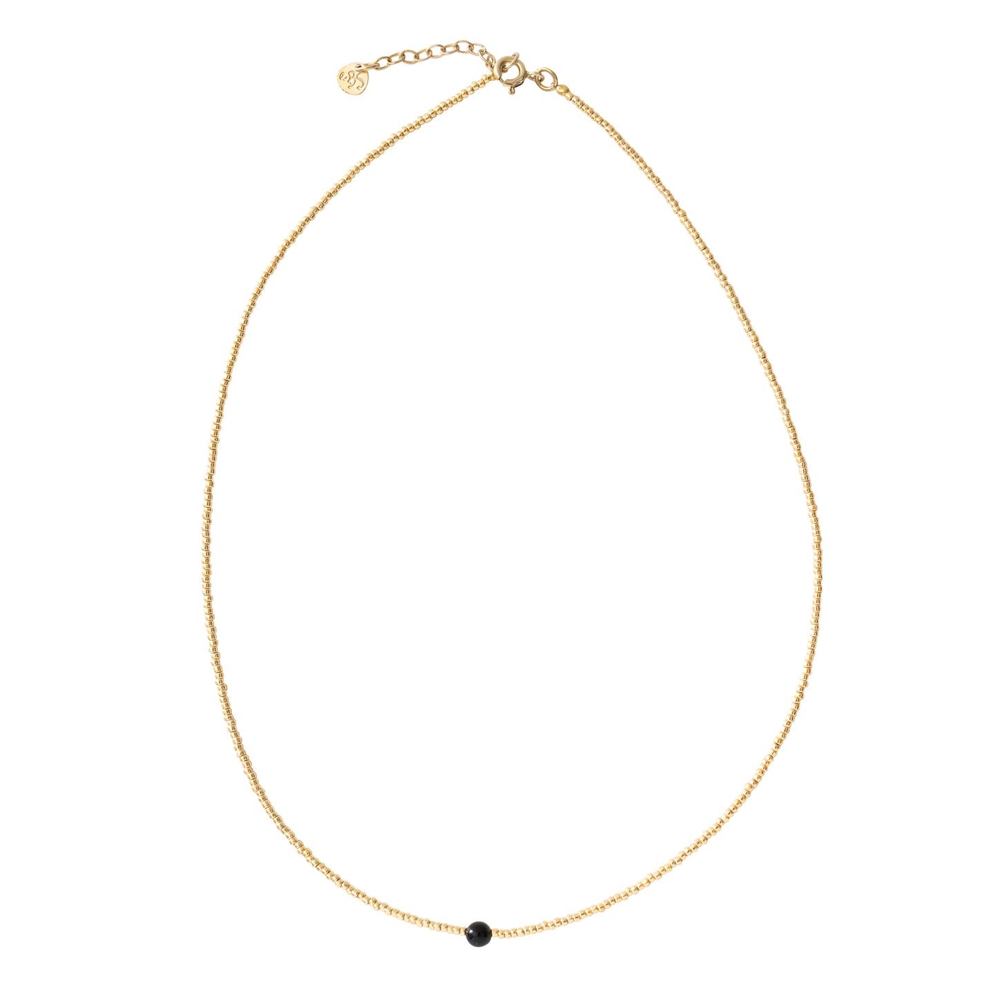 Flora Black Onyx Gold Colored Necklace