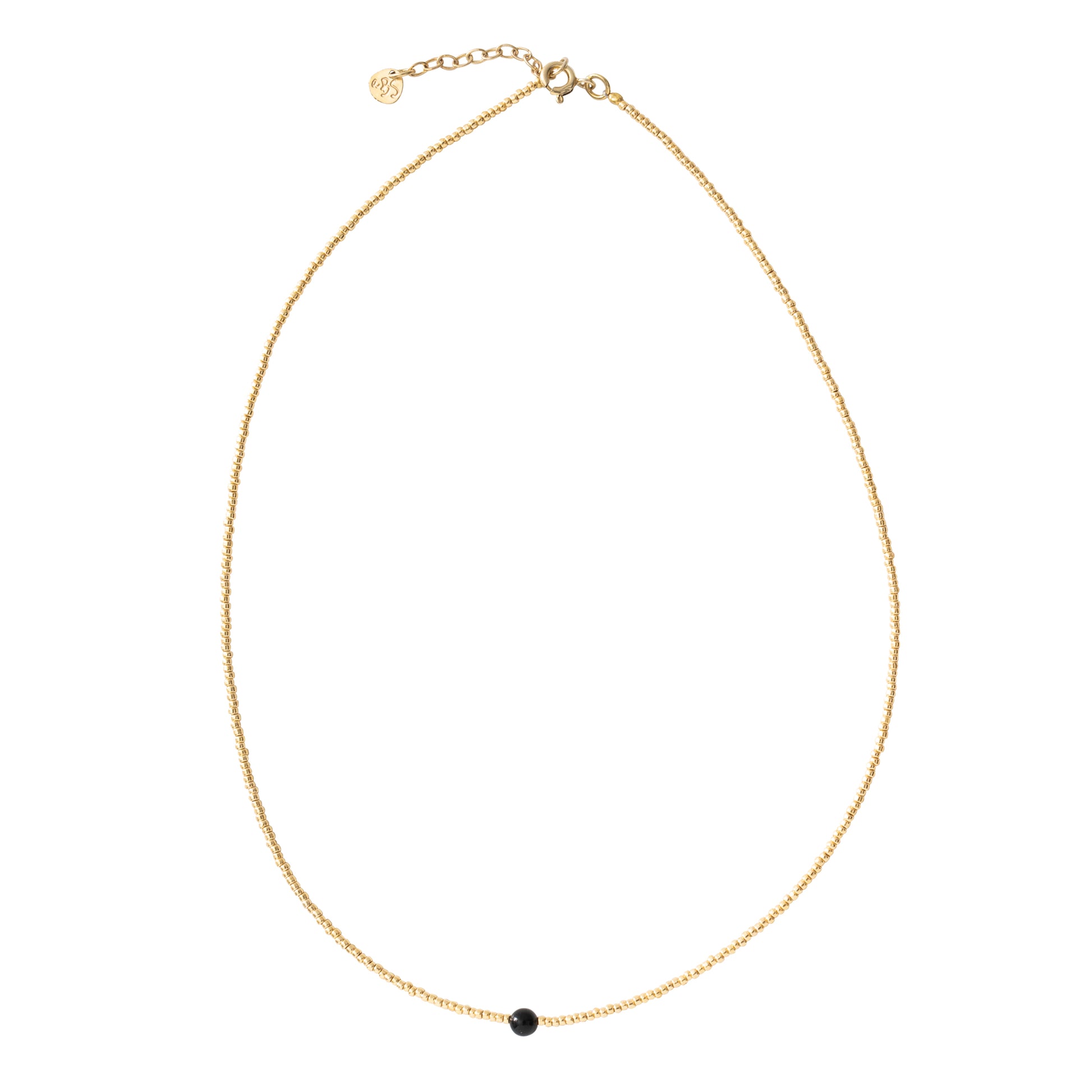 Flora Black Onyx Gold Colored Necklace