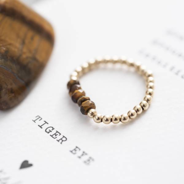 Beauty Tiger Eye Gold Colored Ring - M/L