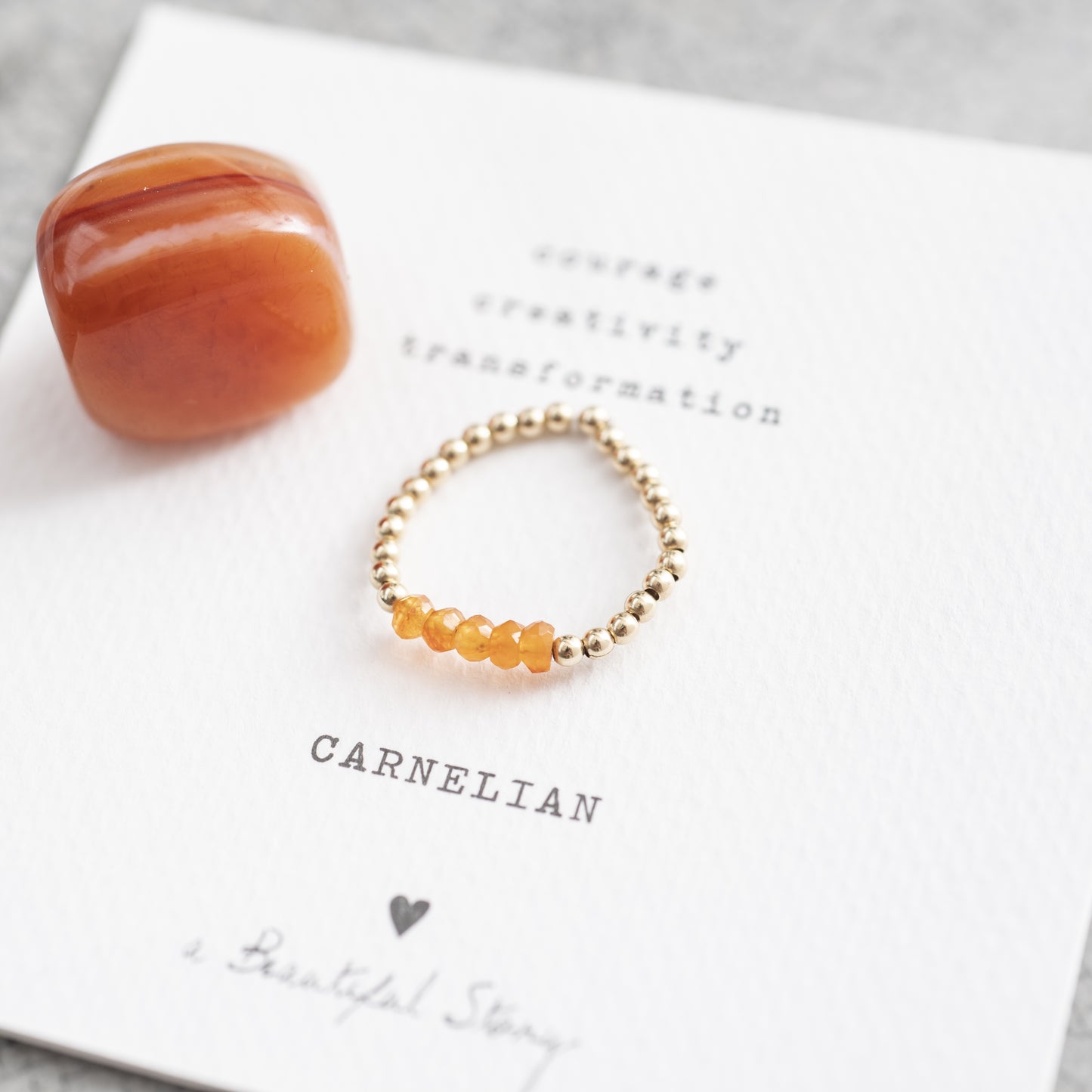 Beauty Carnelian Gold Colored Ring - M/L