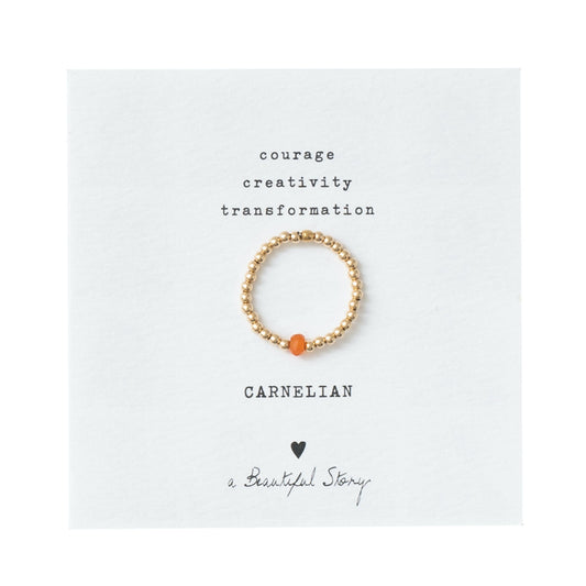 Sparkle Carnelian Gold Colored Ring - M/L