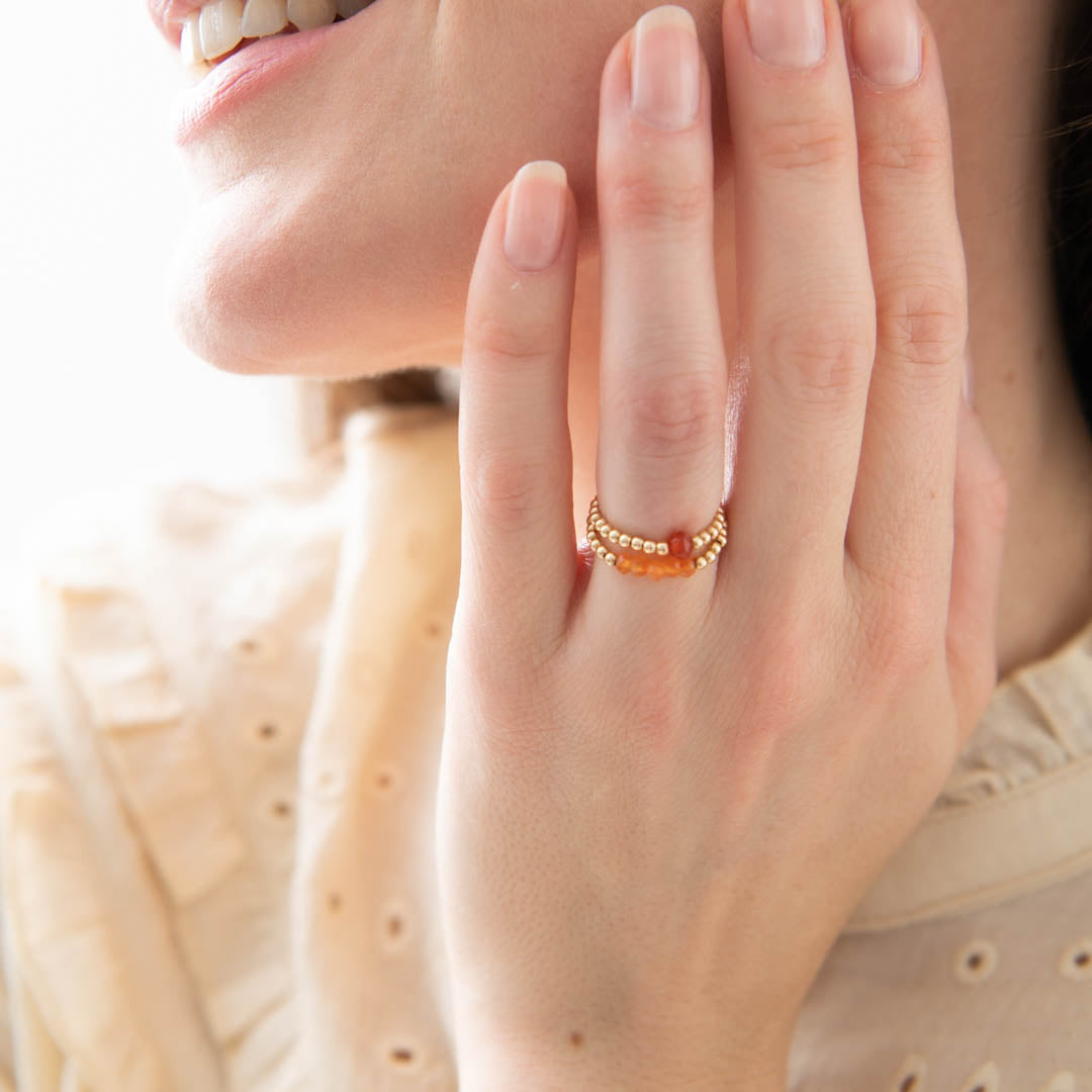 Sparkle Carnelian Gold Colored Ring - M/L