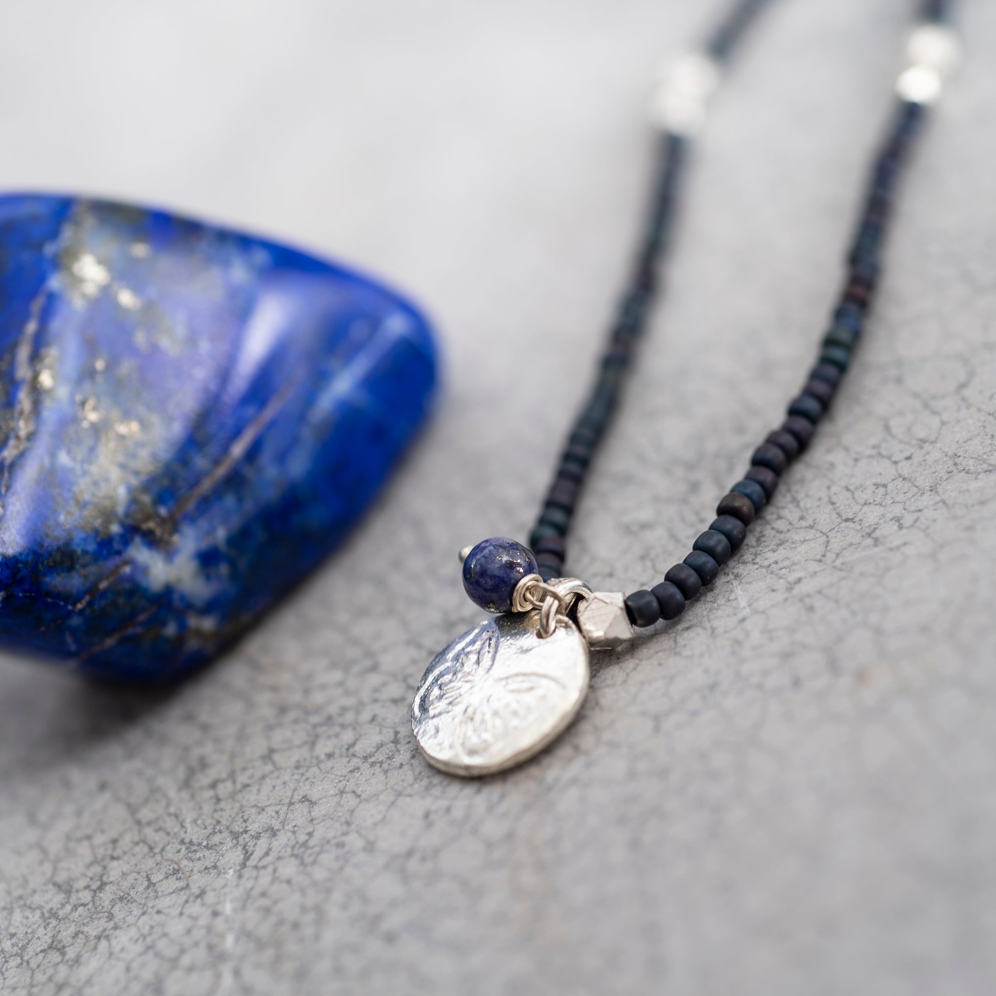 Truly Lapis Lazuli Butterfly Silver Colored Necklace