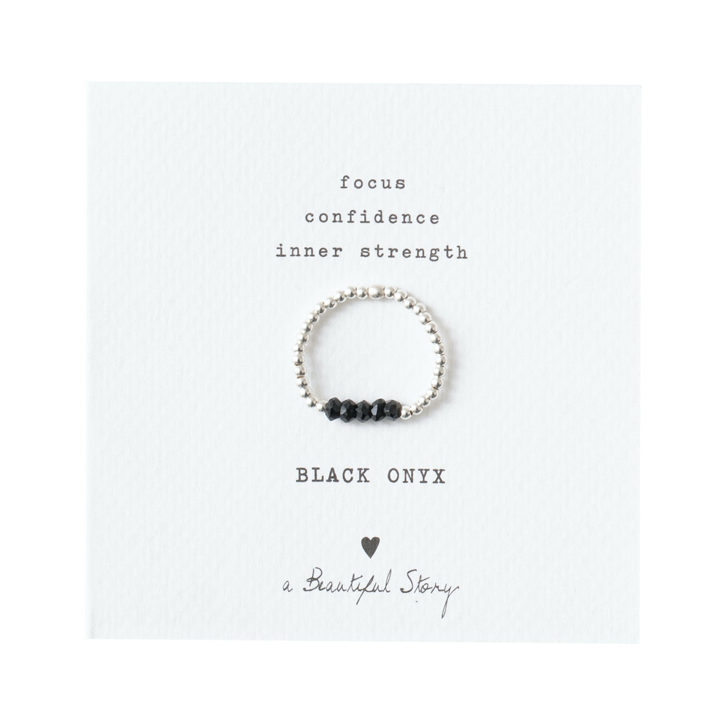 Beauty Black Onyx Silver Colored Ring - M/L