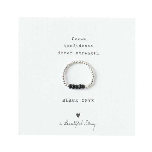 Beauty Black Onyx Silver Colored Ring - M/L