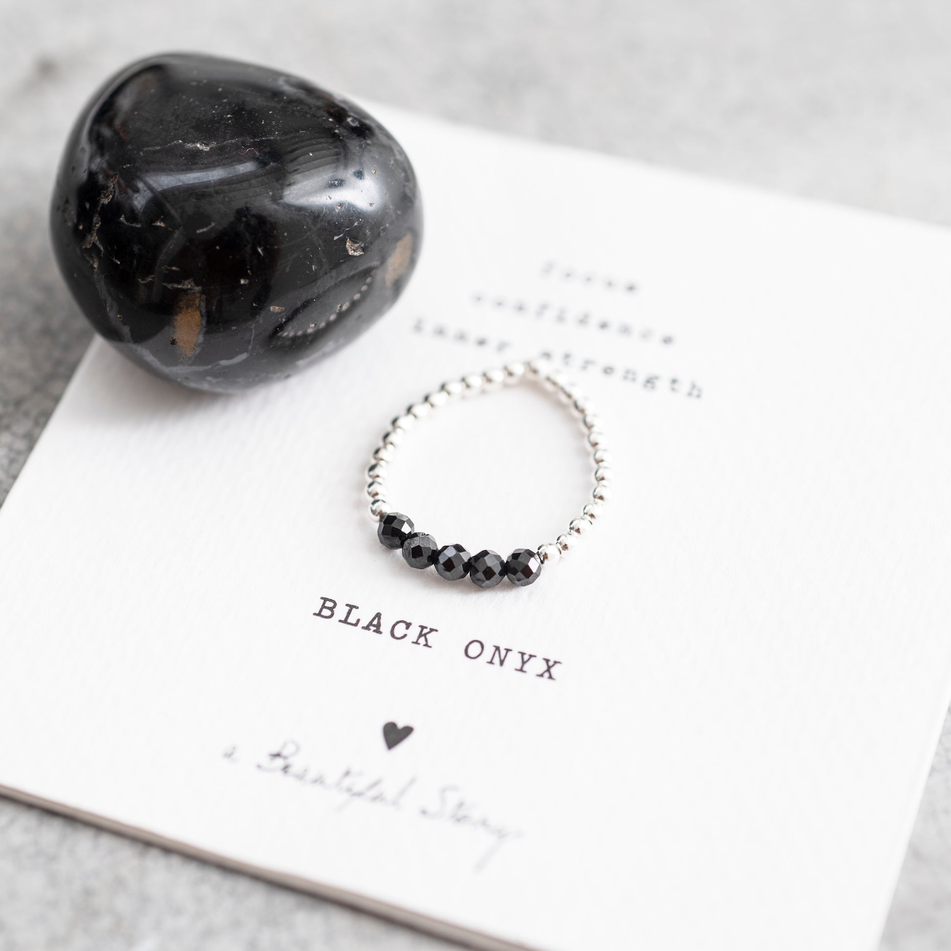 Beauty Black Onyx Silver Colored Ring - M/L