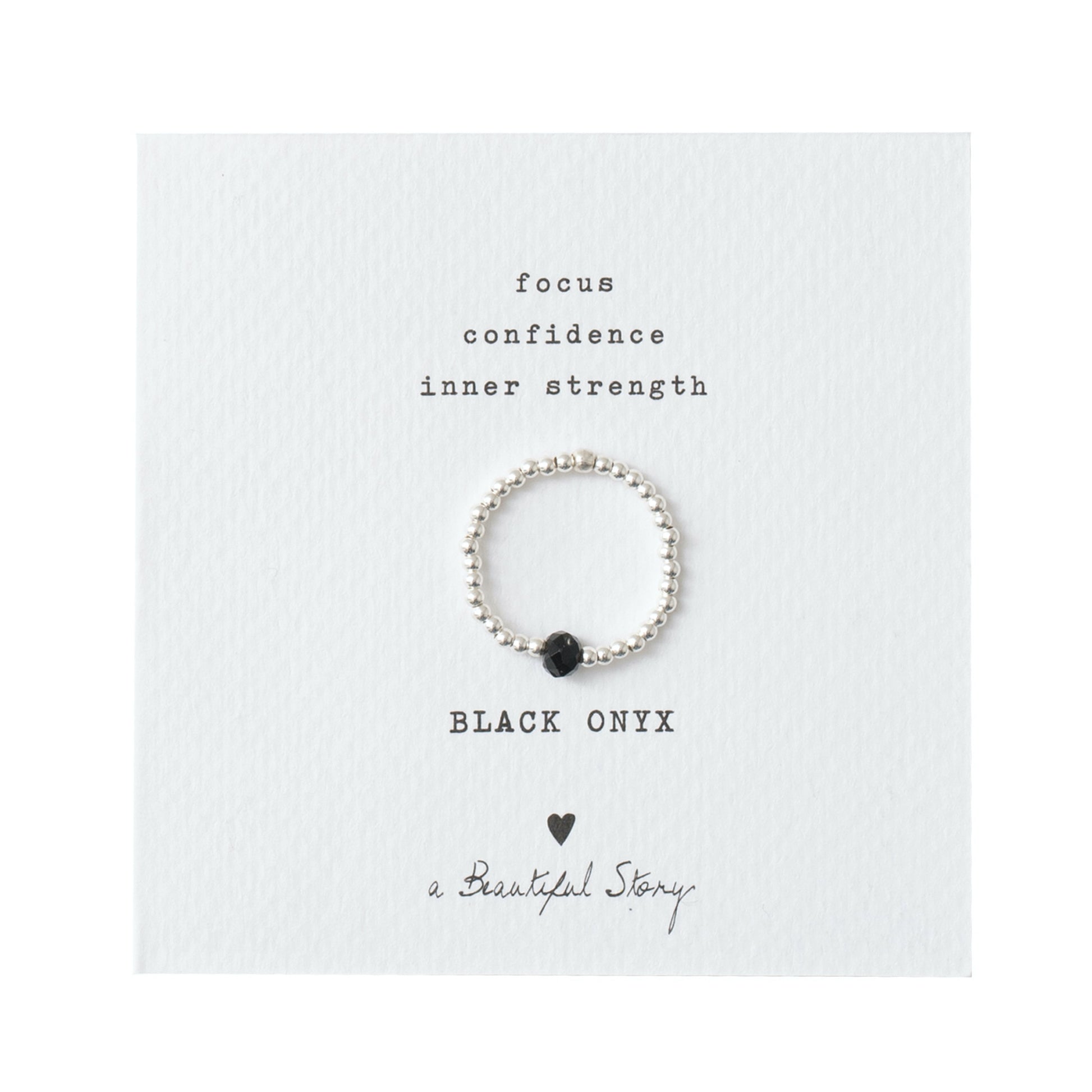 Sparkle Black Onyx Silver Colored Ring - M/L