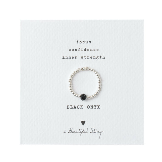 Sparkle Black Onyx Silver Colored Ring - M/L