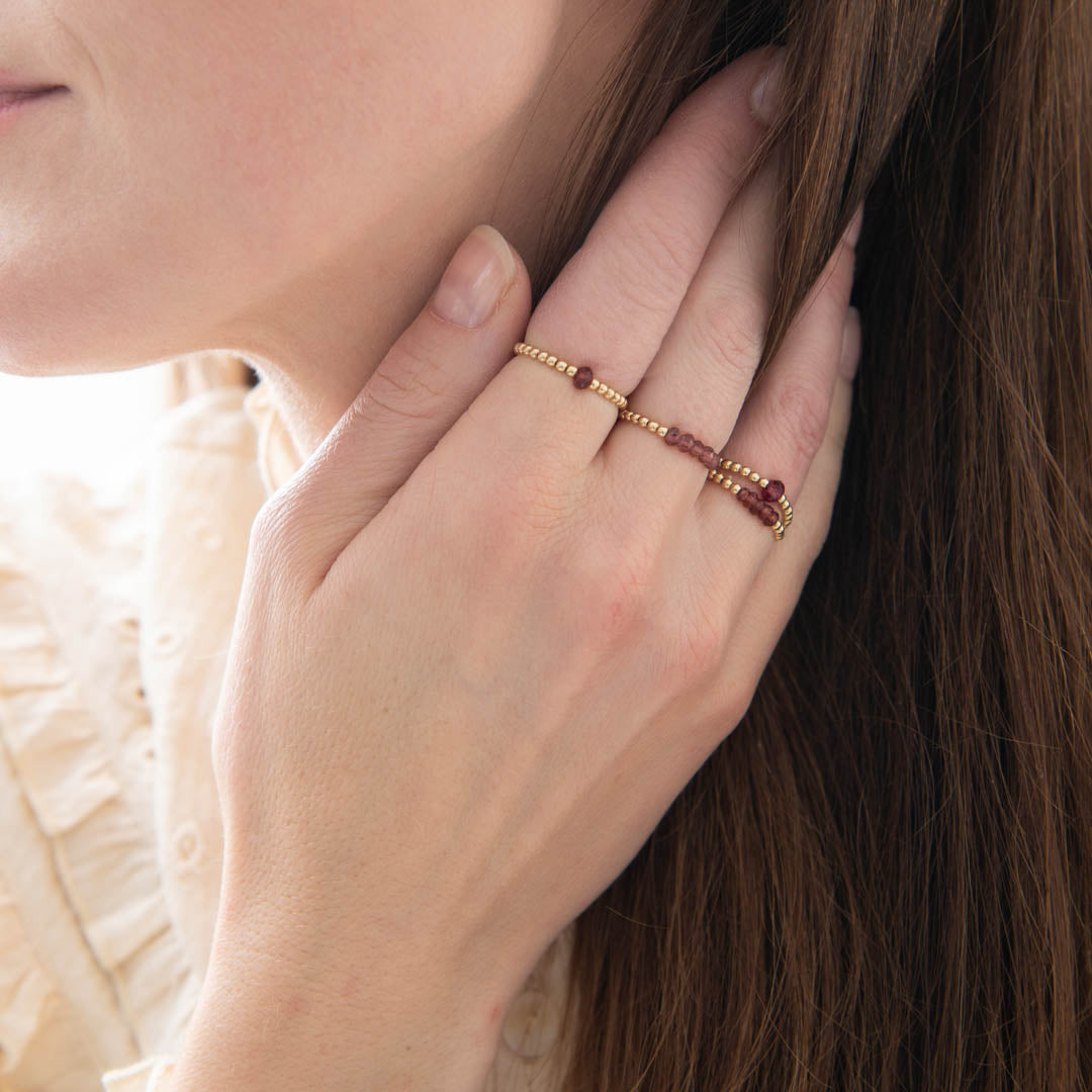 Beauty Garnet Gold Colored Ring - M/L