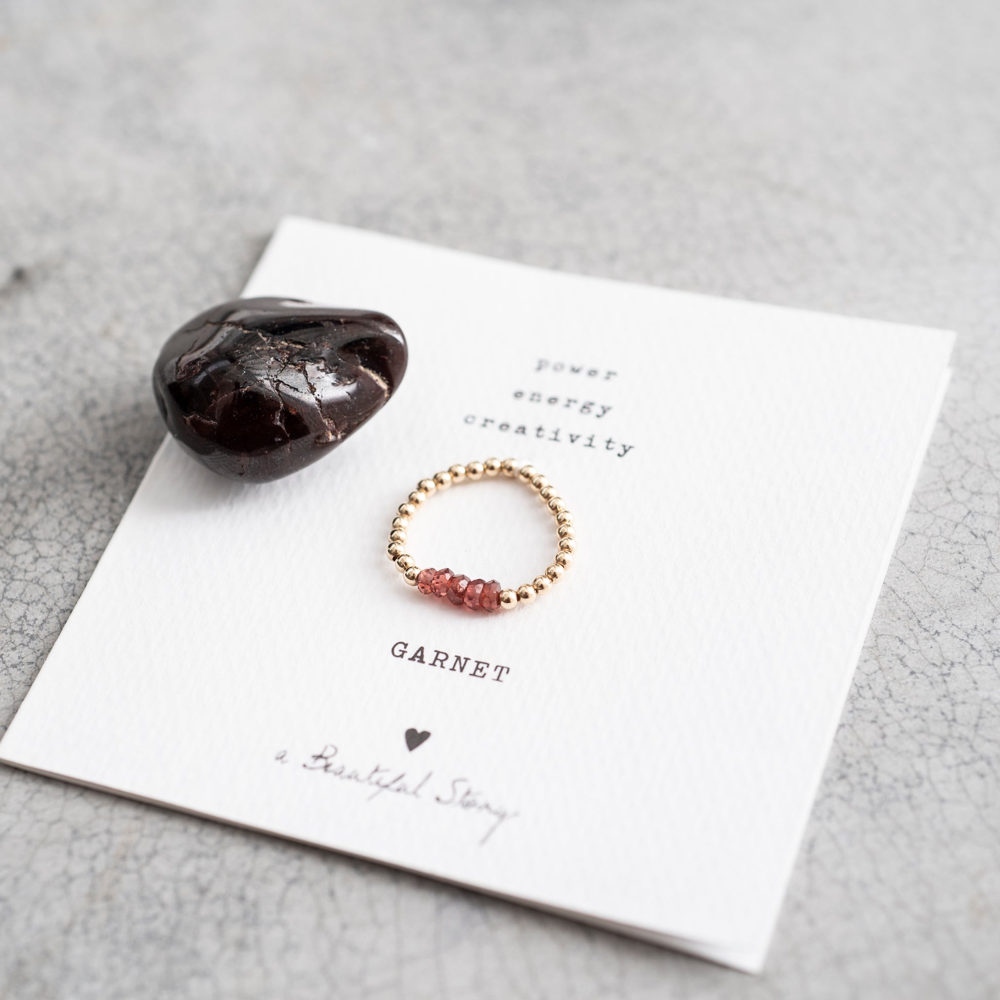 Beauty Garnet Gold Colored Ring - M/L