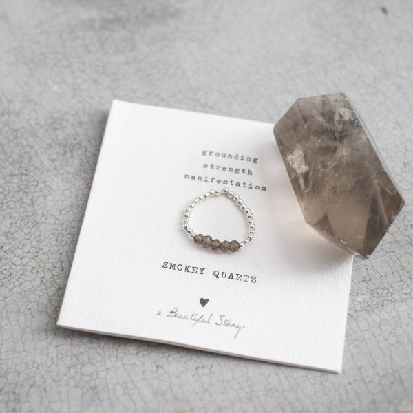 Beauty Smokey Quartz Silver Colored Ring - M/L