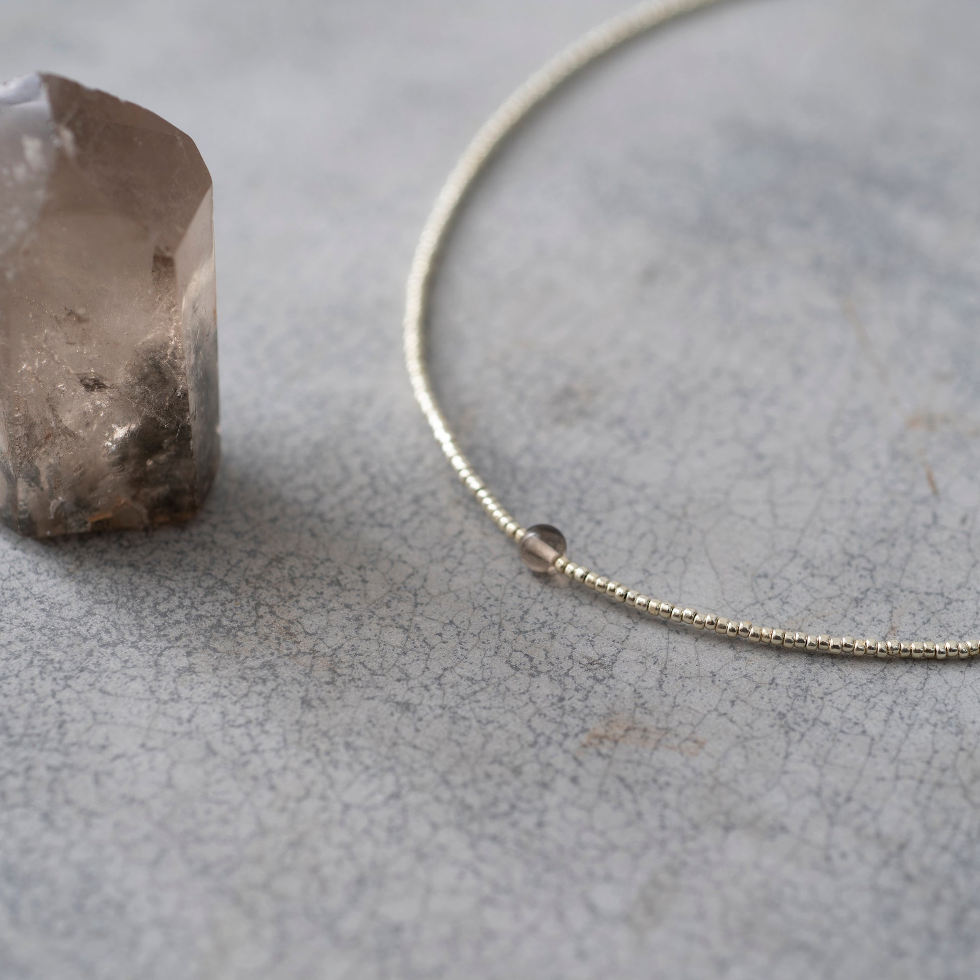 Flora Smokey Quartz Silver Colored Necklace