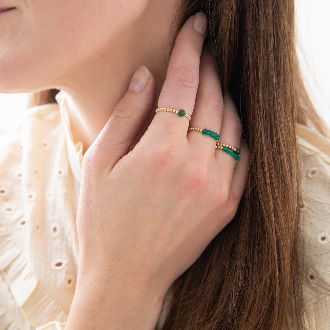 Beauty Aventurine Gold Colored Ring - M/L