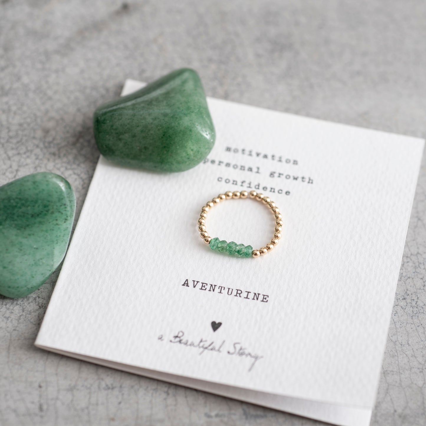 Beauty Aventurine Gold Colored Ring - M/L