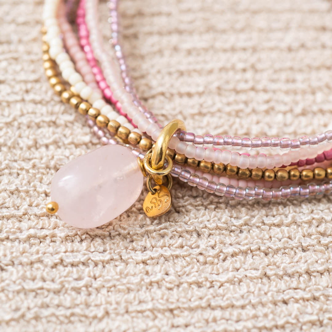 Nirmala Rose Quartz Gold Colored Bracelet