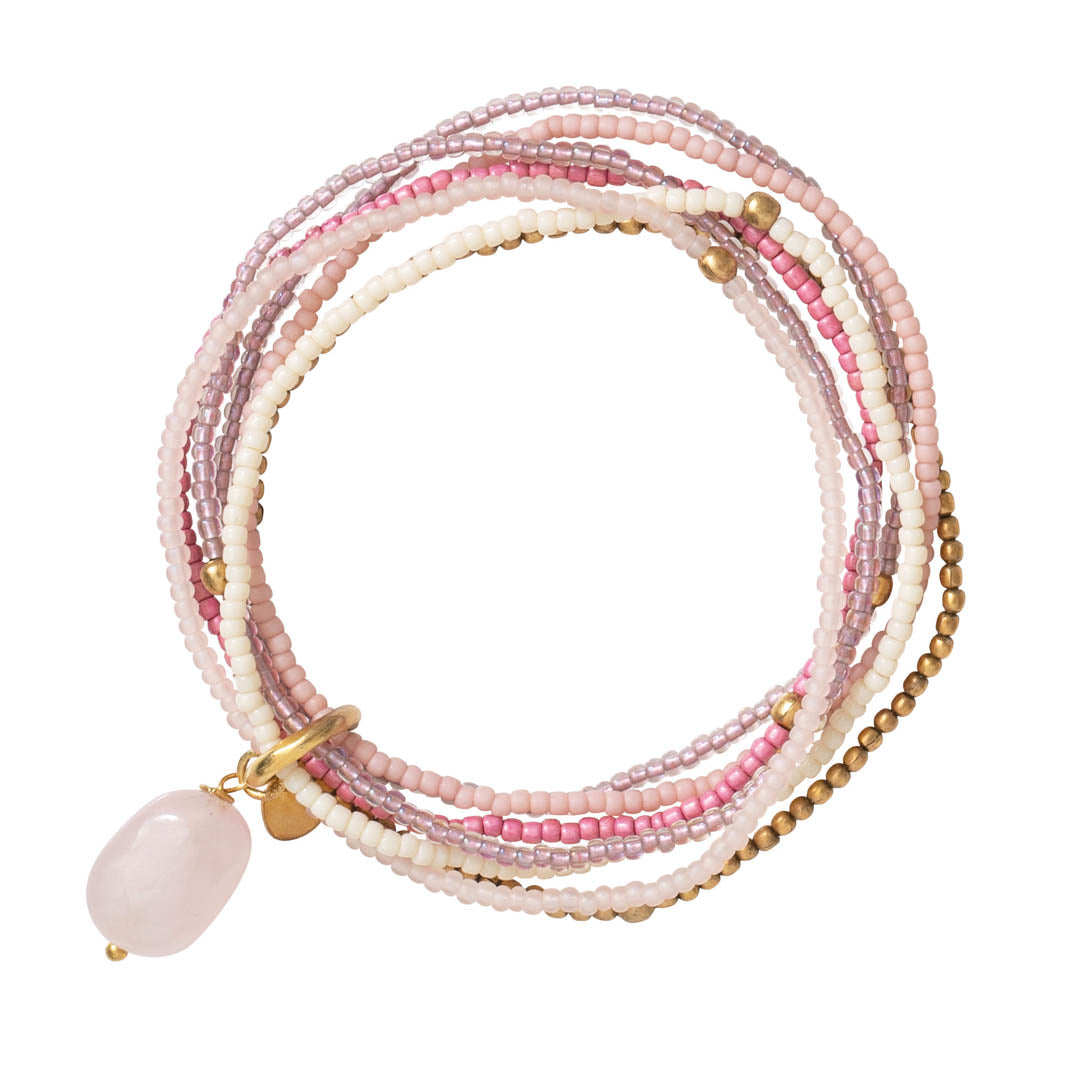 Nirmala Rose Quartz Gold Colored Bracelet