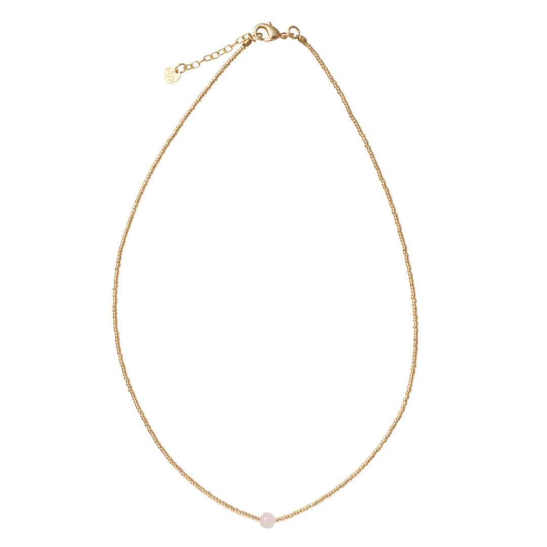 Flora Rose Quartz Gold Colored Necklace