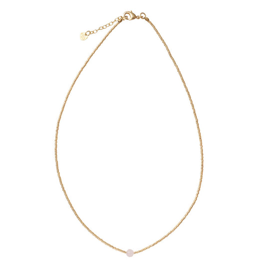 Flora Rose Quartz Gold Colored Necklace