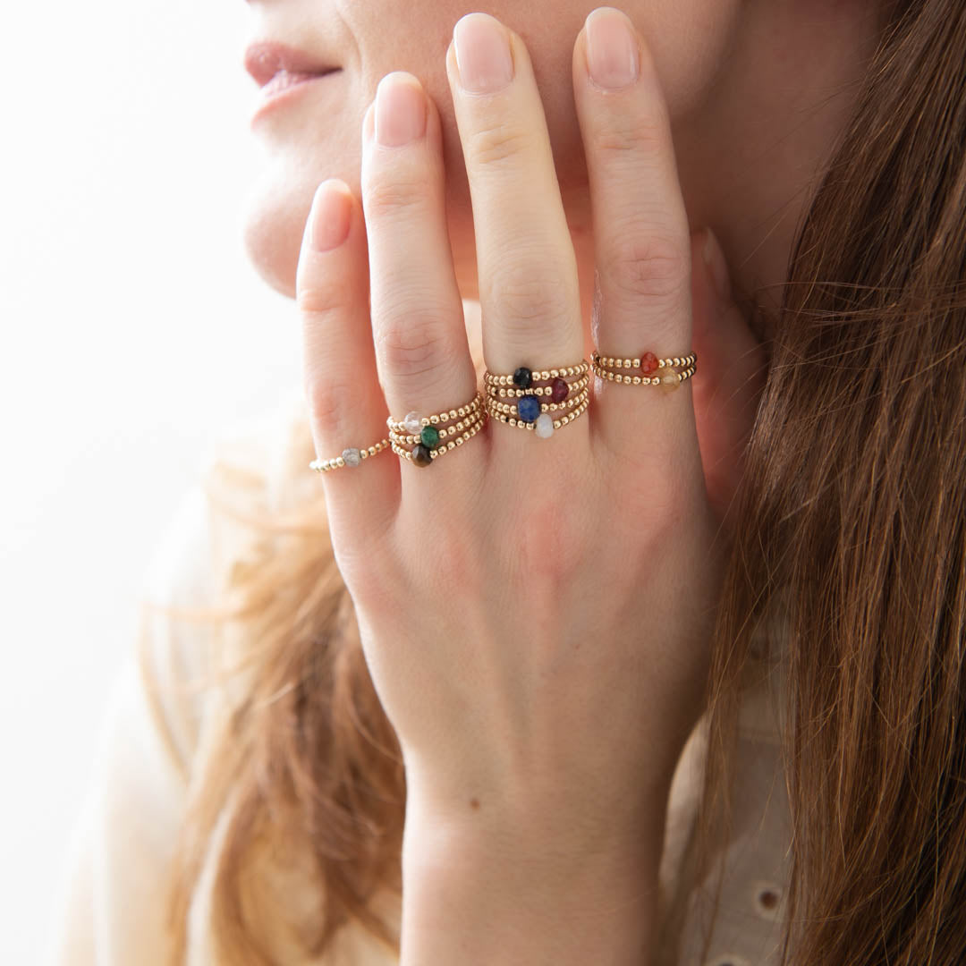 Sparkle Rose Quartz Gold Colored Ring - S/M