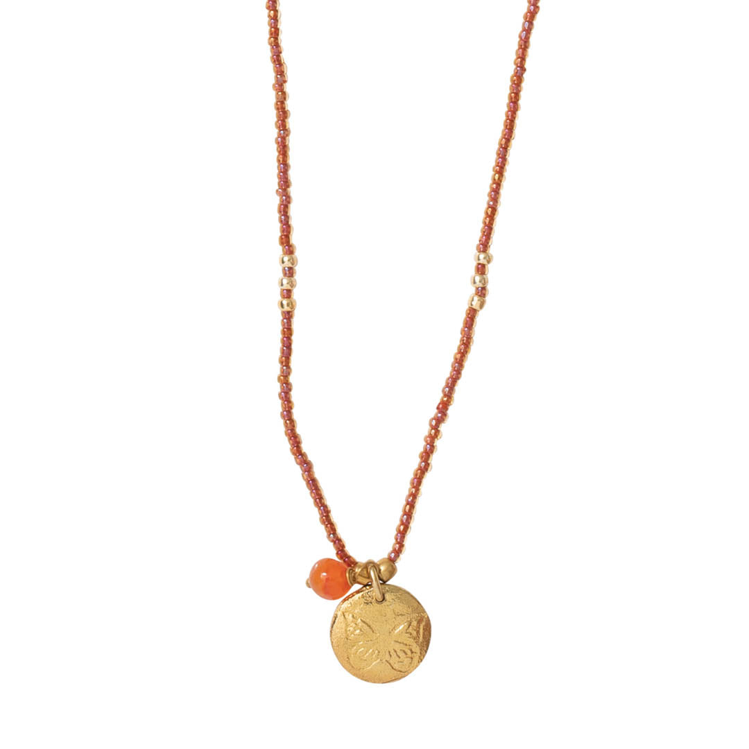 Timeless Carnelian Gold Colored Necklace