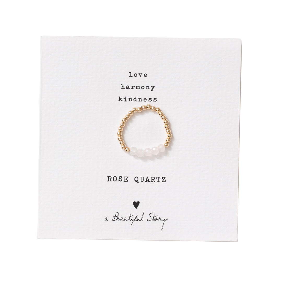 Beauty Rose Quartz Gold Colored Ring - M/L