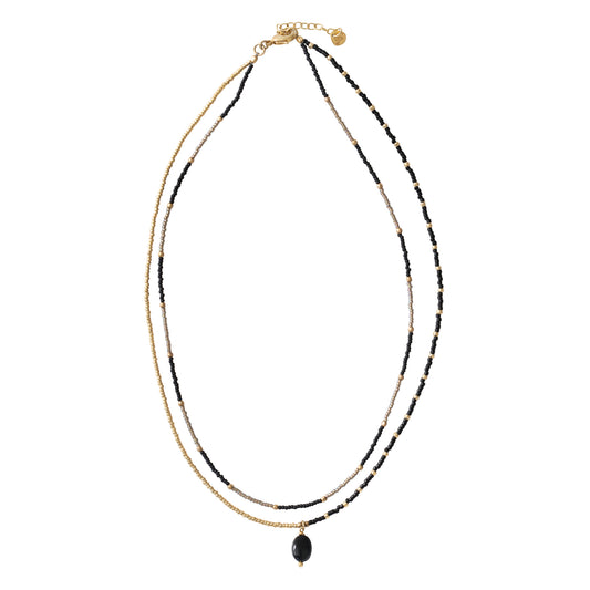 Rainbow Black Onyx Gold necklace