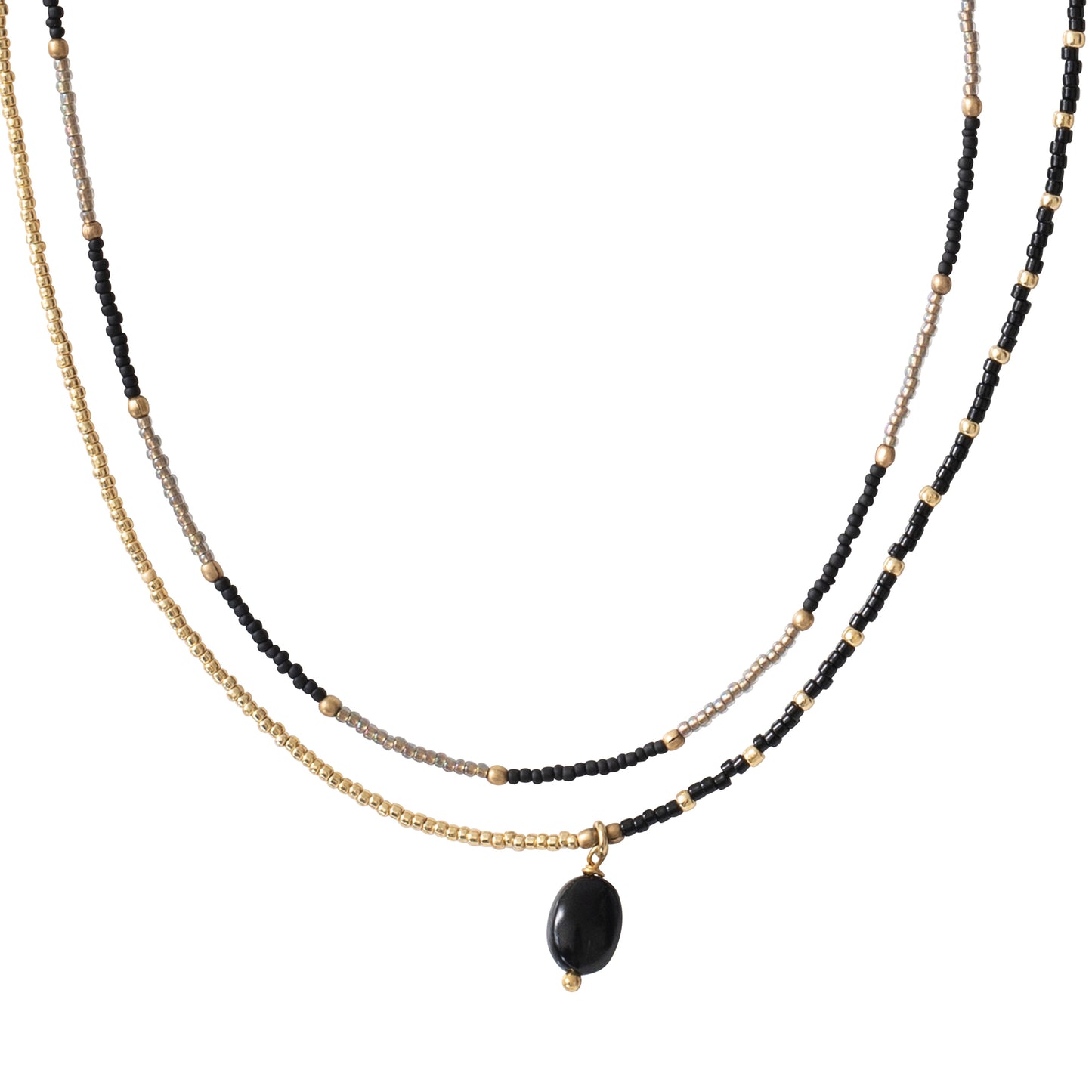 Rainbow Black Onyx Gold necklace