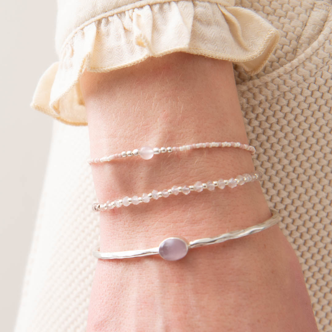 Iris Rose Quartz Silver Colored Bracelet