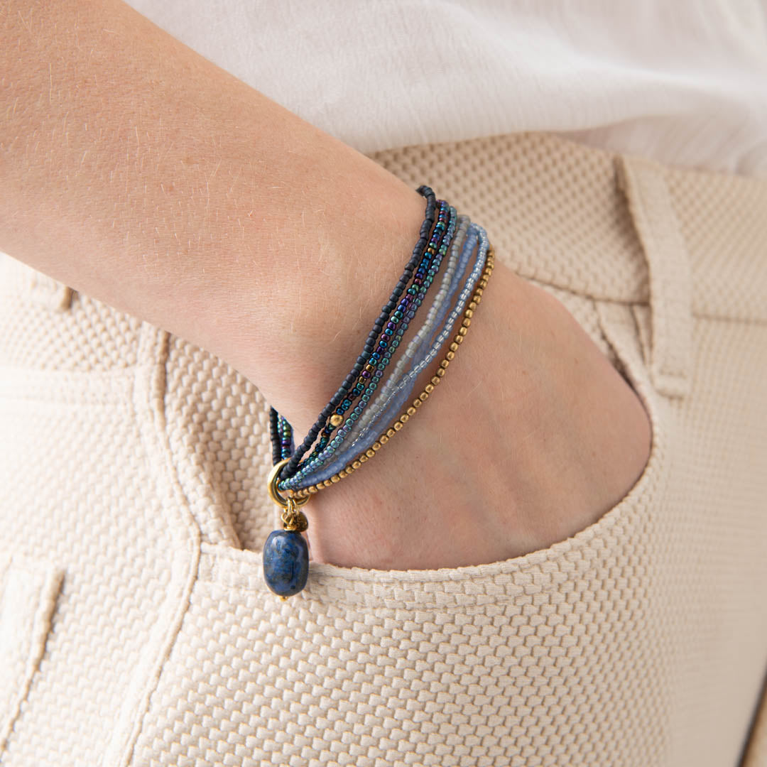 Nirmala Lapis Lazuli Gold Colored Bracelet