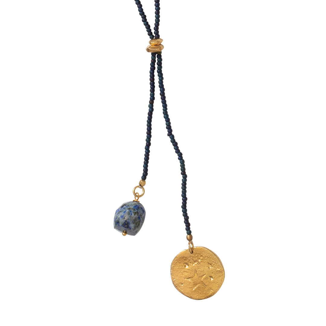 Fairy Lapis Lazuli Gold Colored Necklace