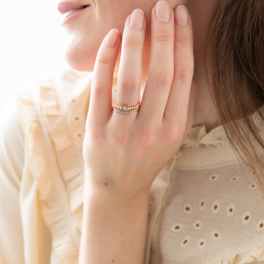 Sparkle Labradorite Gold Colored Ring - S/M