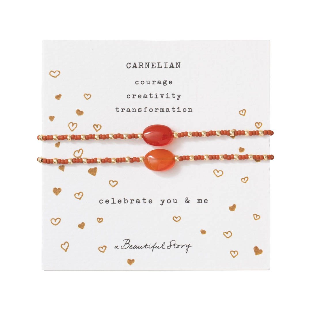 Bracelet Card You & Me Carnelian Gold