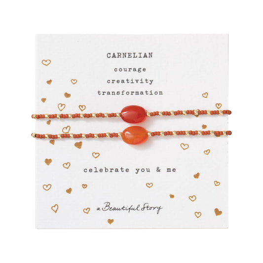 Bracelet Card You & Me Carnelian Gold