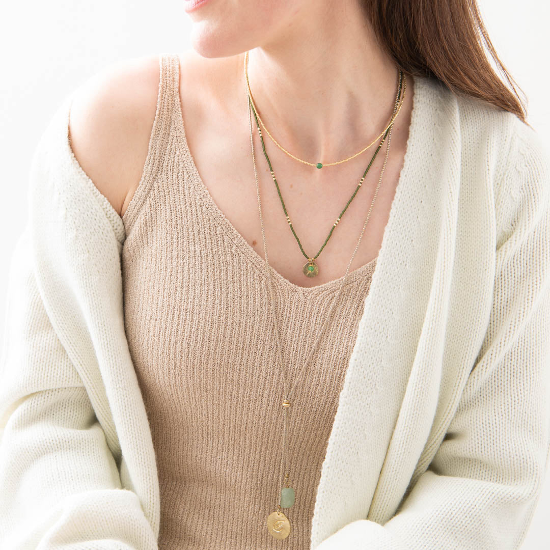 Timeless Aventurine Gold Colored Necklace