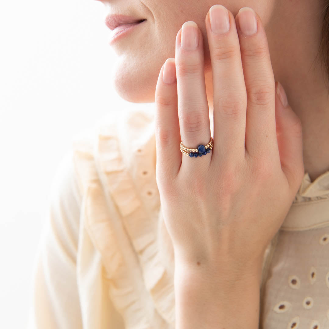 Sparkle Lapis Lazuli Gold Colored Ring - S/M